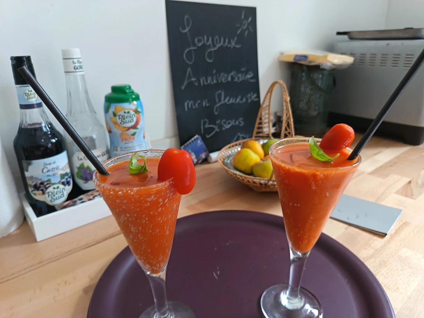 Gaspacho de tomate maison au potager